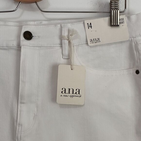 ANA High Rise Midi Short 14 White 5" Inseam Rolled Cuff Summer Chino Pockets NEW - Picture 3 of 9